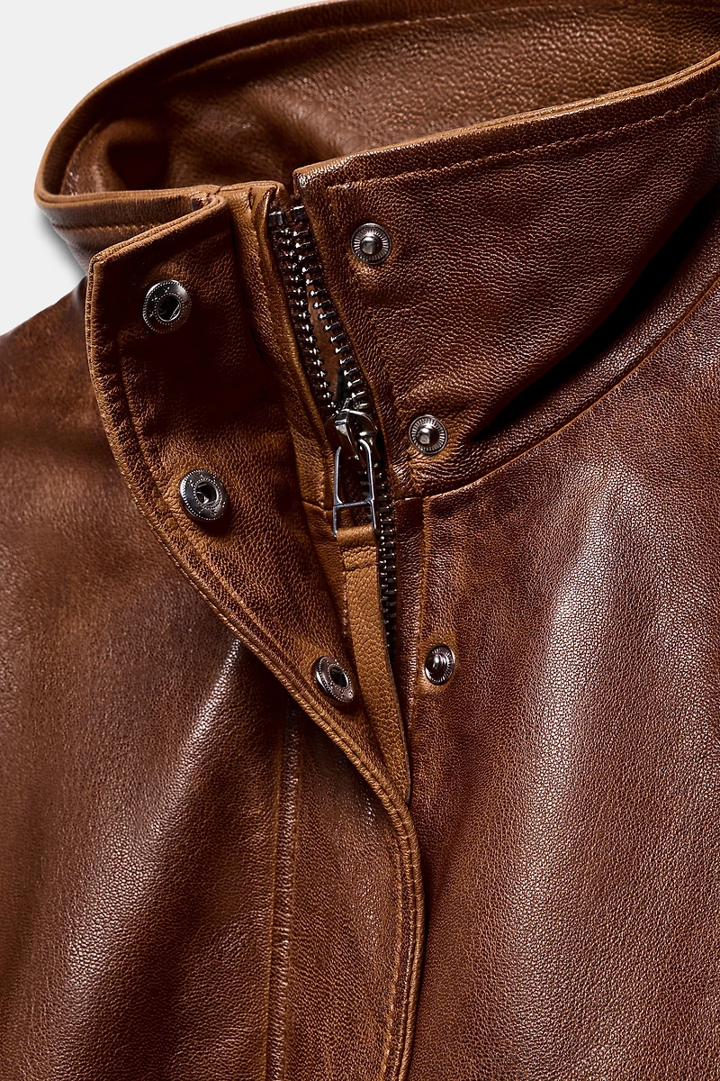 100% LEATHER BOMBER JACKET ZW COLLECTION LIMITED EDITION