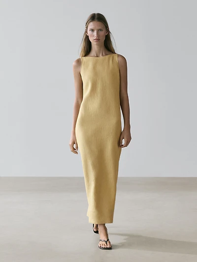 Linen halter midi dress