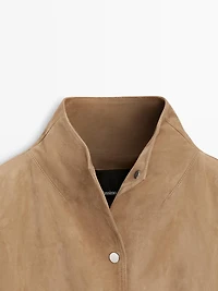 Suede leather cape with button details