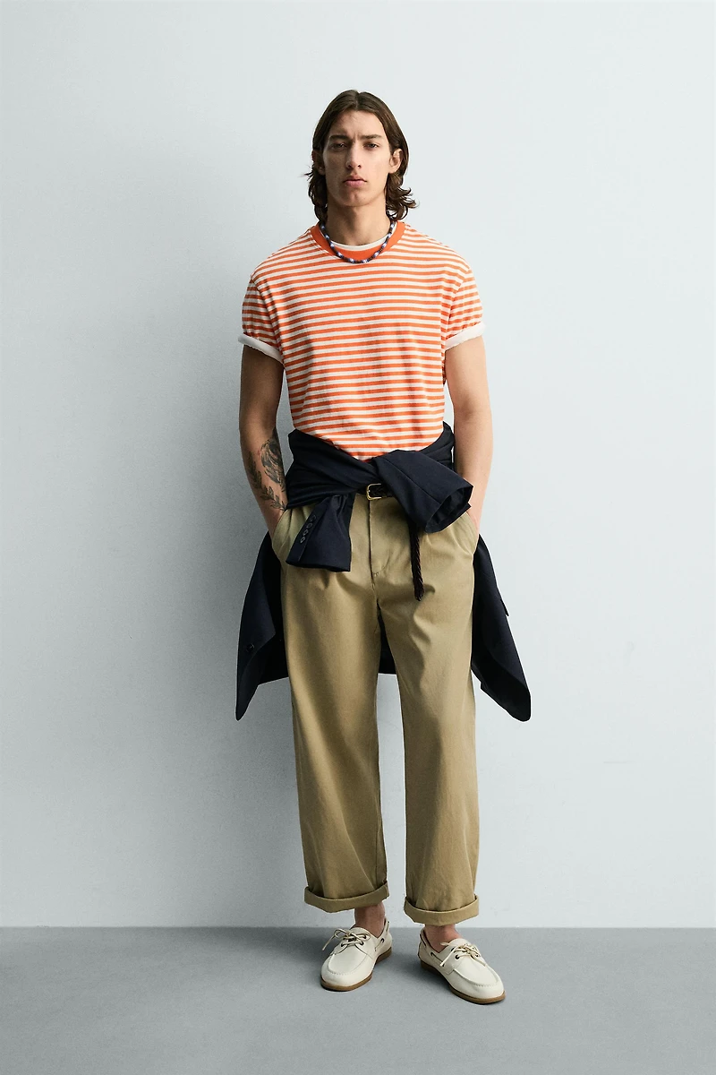 REGULAR FIT STRIPED JACQUARD T-SHIRT