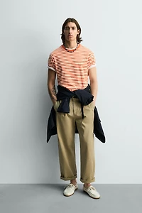 REGULAR FIT STRIPED JACQUARD T-SHIRT