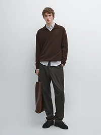 Twill wool blend trousers