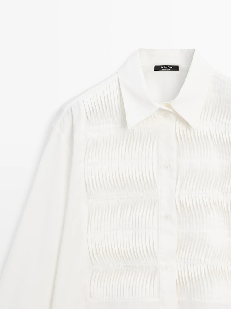 Chemisier plastron 100 % coton