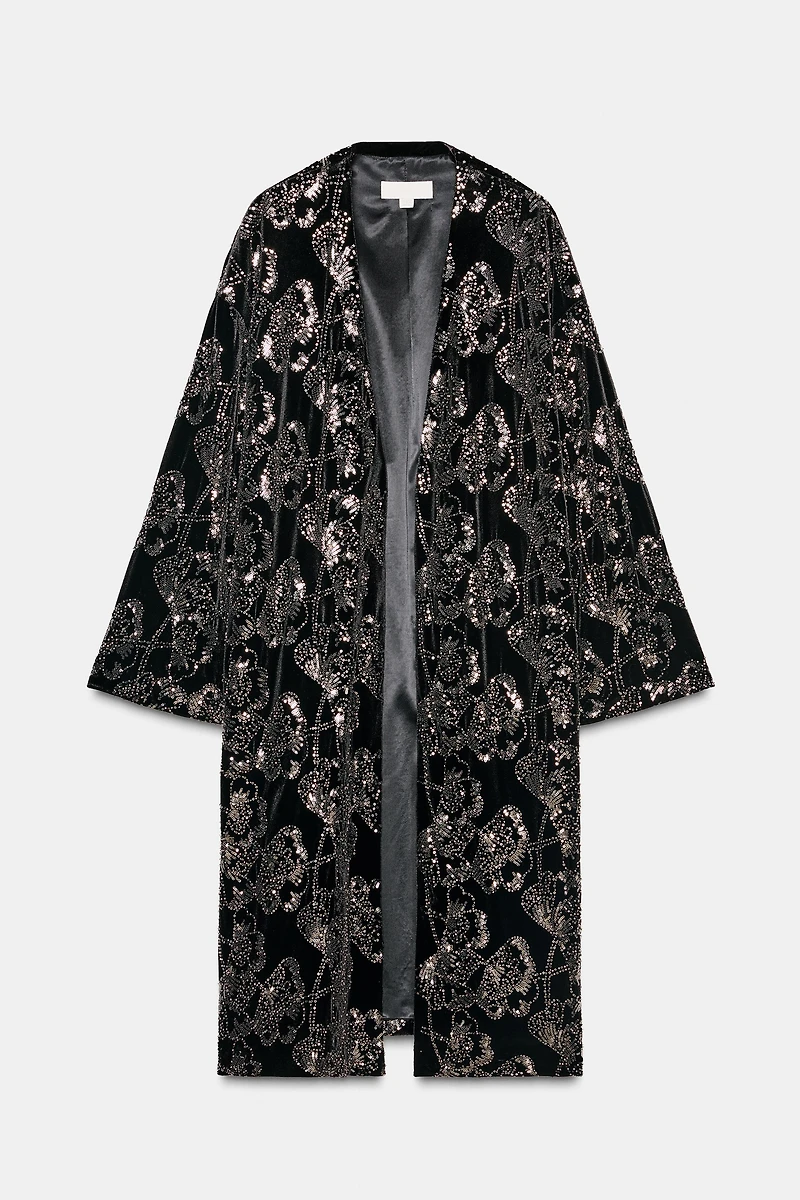 VELVET SEQUIN BEADED COAT