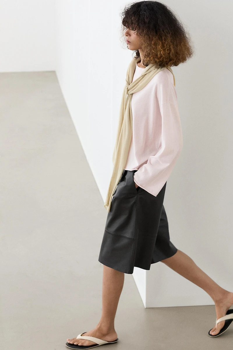 Cotton blend knit cape sweater