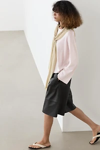 Cotton blend knit cape sweater