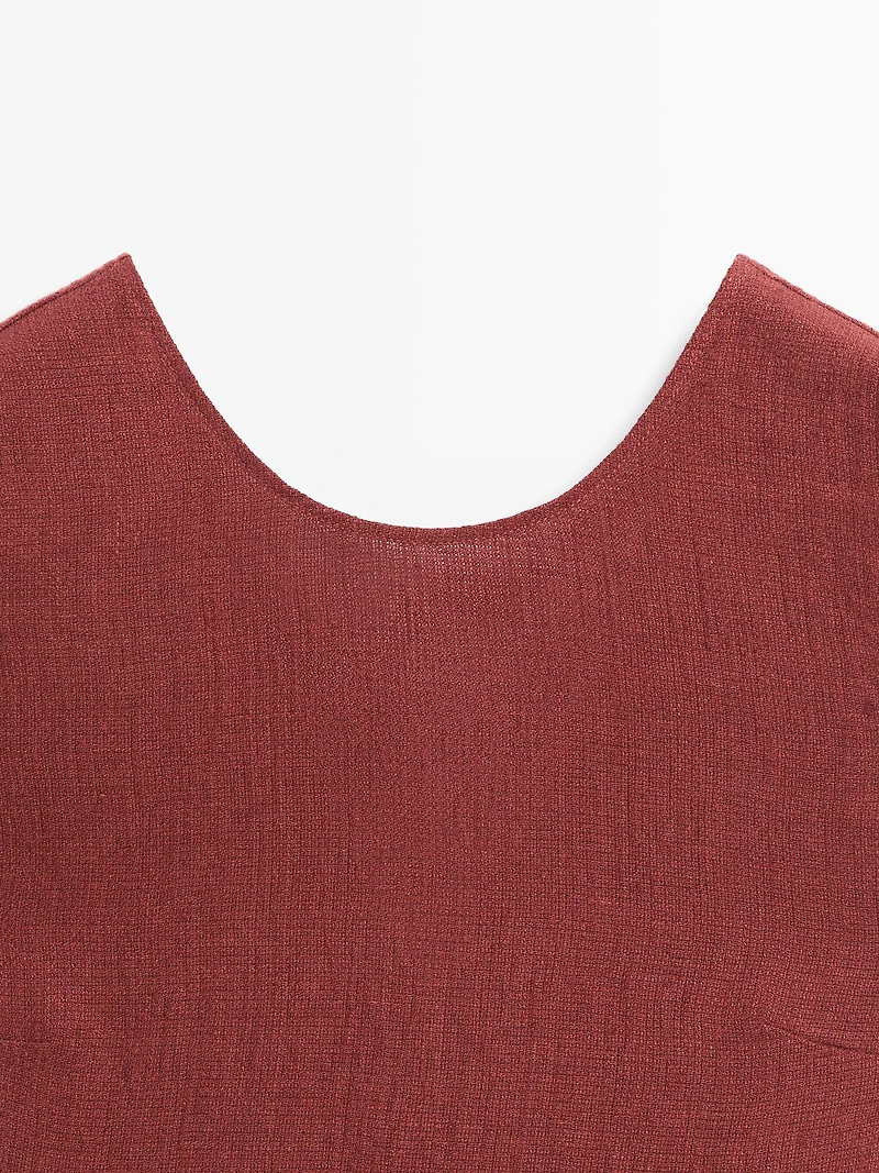 100% linen short dress