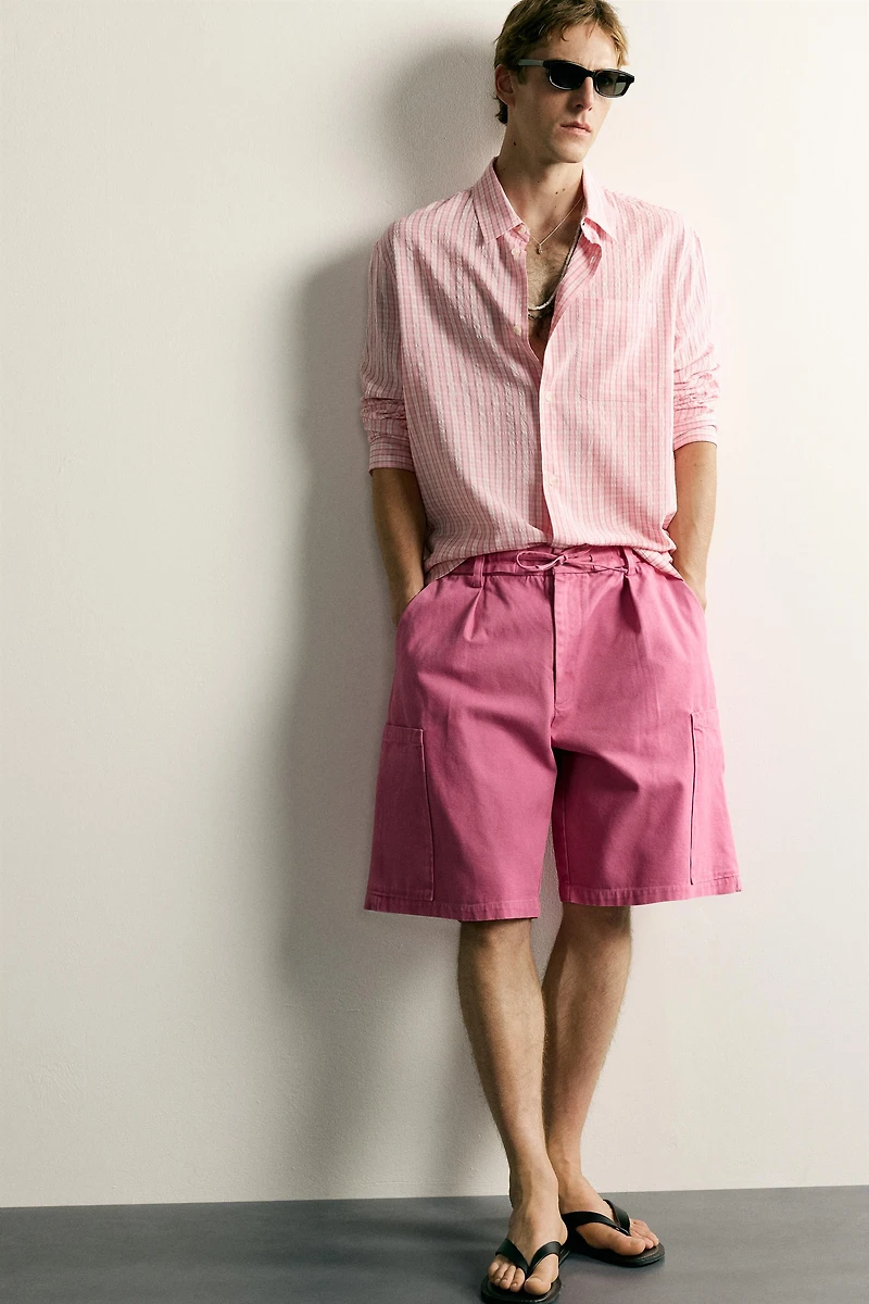 RELAXED FIT WASHED CARGO SHORTS