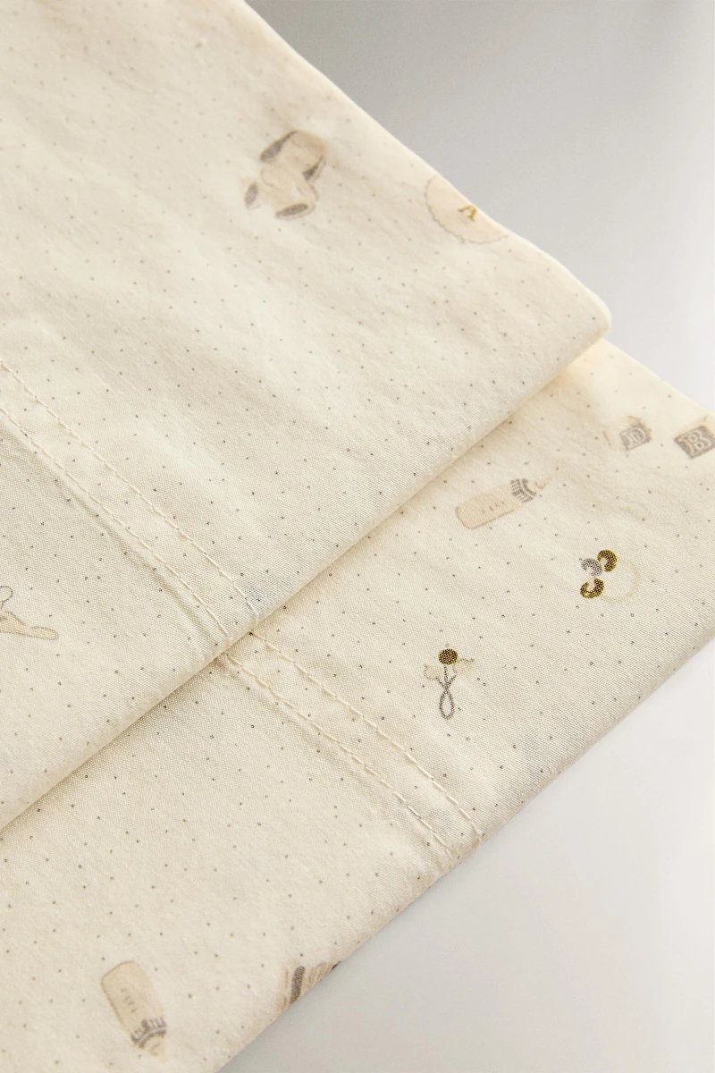 ENSEMBLE DRAPS MINI-LIT BÉBÉ IMPRIMÉ