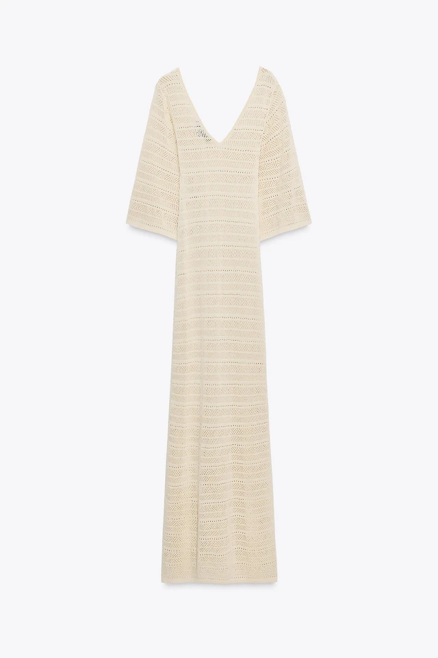 Zara POINTELLE KNIT MAXI DRESS | Place Rosemre