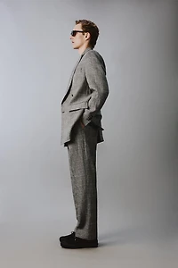 PLAID WOOL - LINEN DOUBLE BREASTED BLAZER AARON LEVINE X ZARA