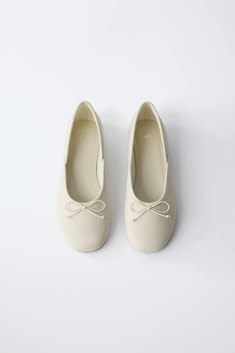 LEATHER BOW BALLET FLATS