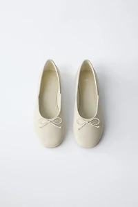 LEATHER BOW BALLET FLATS