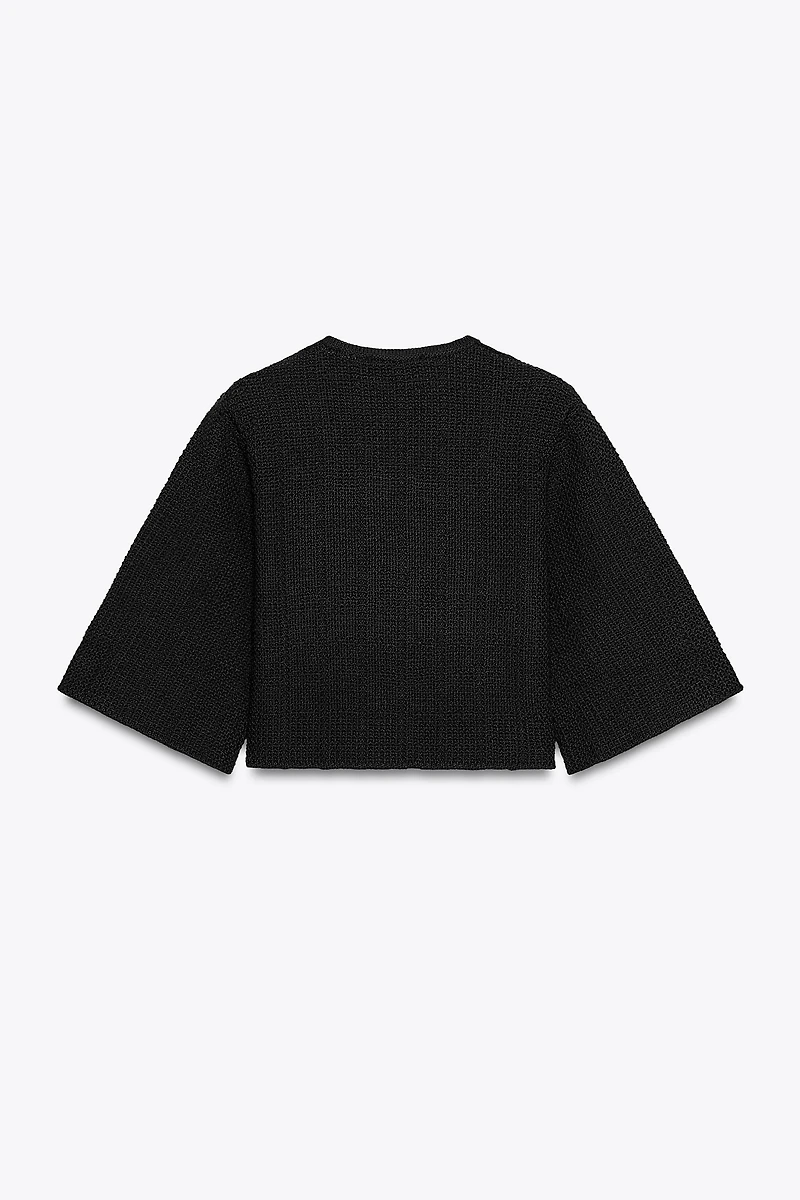 TEXTURED KNIT CARDIGAN WITH BUTTON