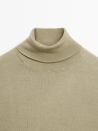 Wool blend high neck knit jumper