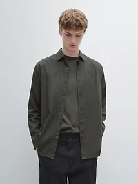 Slim fit twill melange shirt