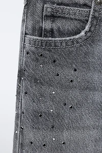 RHINESTONE WIDE LEG JEANS