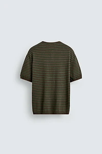 COTTON LINEN BLEND HENLEY T-SHIRT
