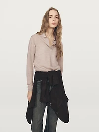 Wool knit polo sweater