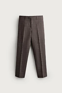 PANTALON DE COSTUME À CARREAUX LIN/LAINE