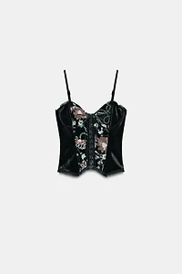 EMBROIDERED VELVET CORSET