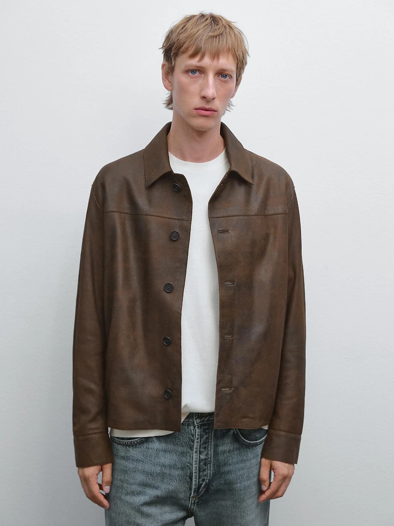 Veste en cuir ovin finition daim