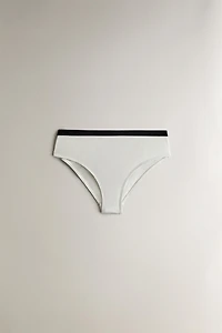 HIGH-WAISTED BEACH BIKINI BOTTOMS WITH CONTRAST BAND