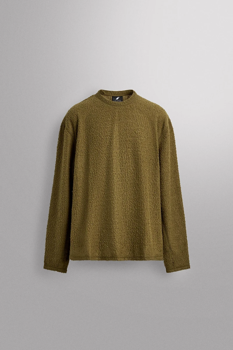 TEXTURED WOOL BLEND SWEATSHIRT