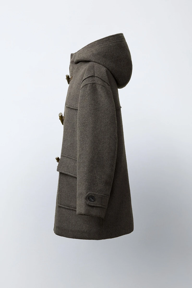 CLOTH DUFFEL COAT WITH WOOL