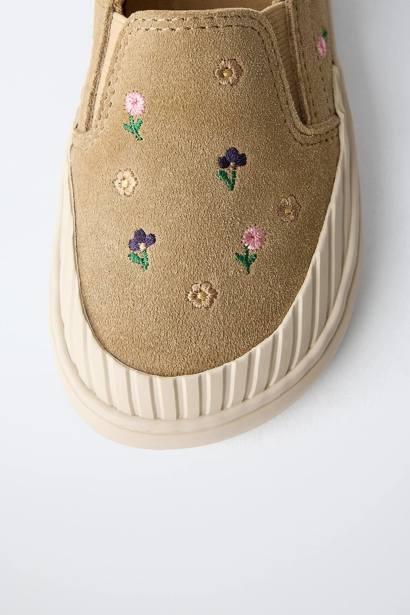 TENNIS OU BASKET FLEURS CUIR