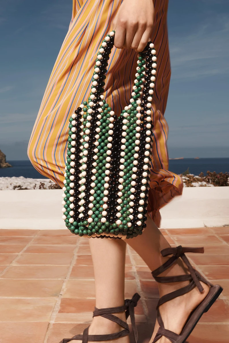 STRIPED BEADED BUCKET BAG - LIMITED EDITION