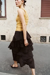 RUFFLED MIDI SKIRT