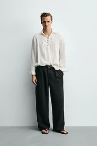 FLOWY DRAWSTRING POLO SHIRT
