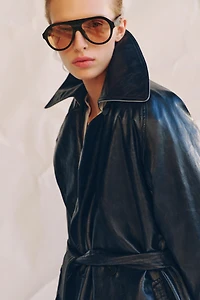 OVERSIZED FAUX LEATHER TRENCH COAT ZW COLLECTION