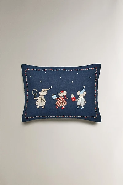 HOUSSE DE COUSSIN ENFANT SOURIS DE NOËL