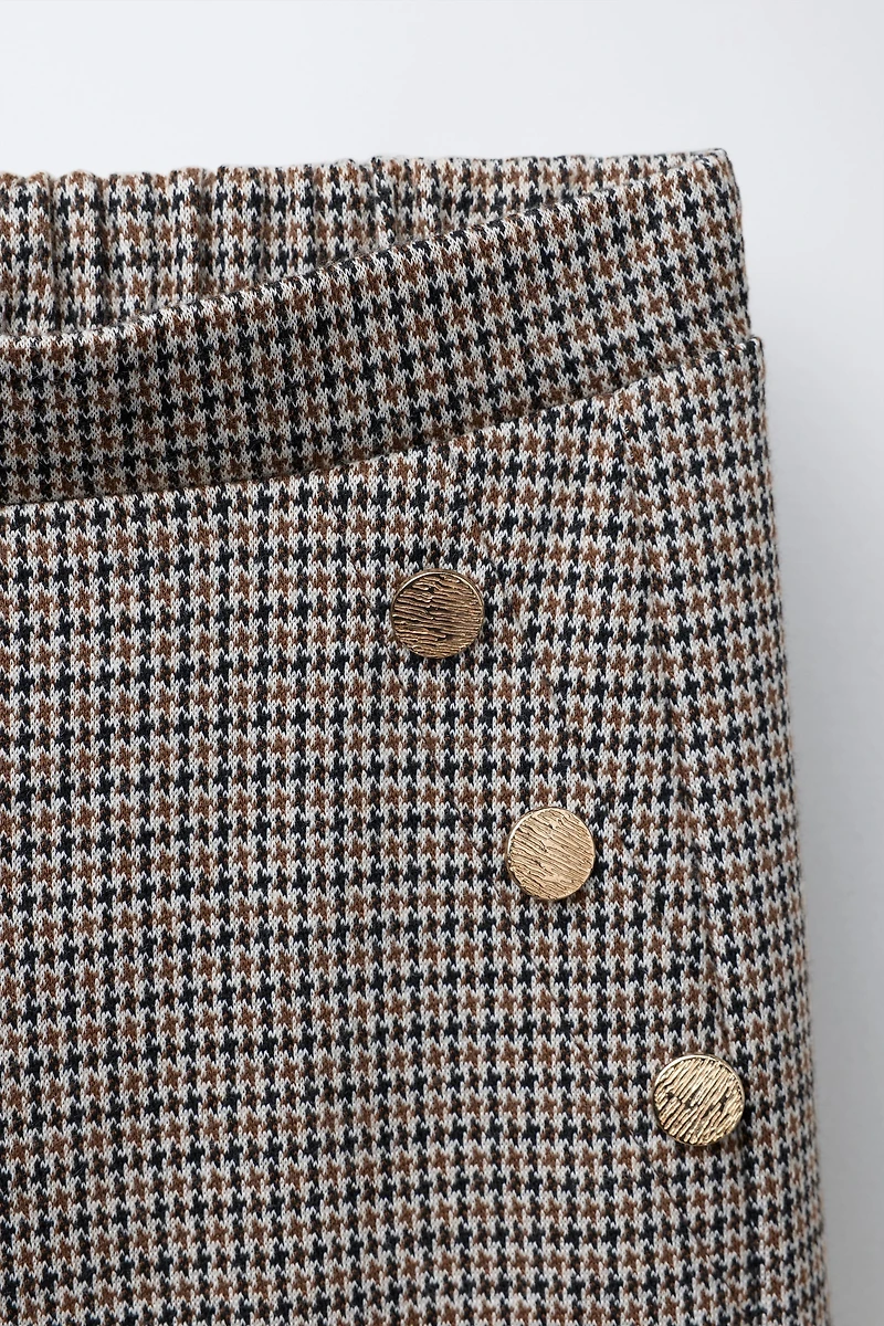 JACQUARD BUTTON WIDE LEG PANTS