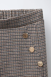 JACQUARD BUTTON WIDE LEG PANTS