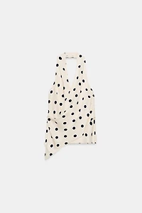 POLKA DOT SATIN EFFECT HALTER TOP