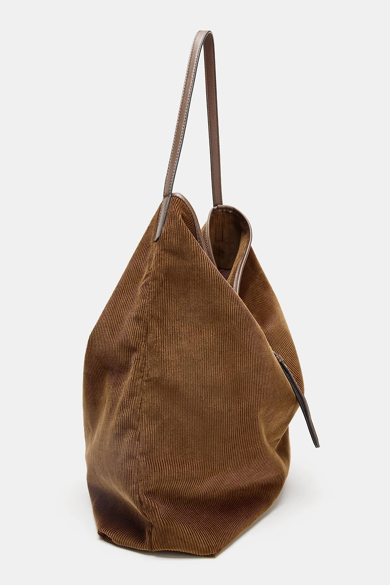 CORDUROY EFFECT TOTE BAG