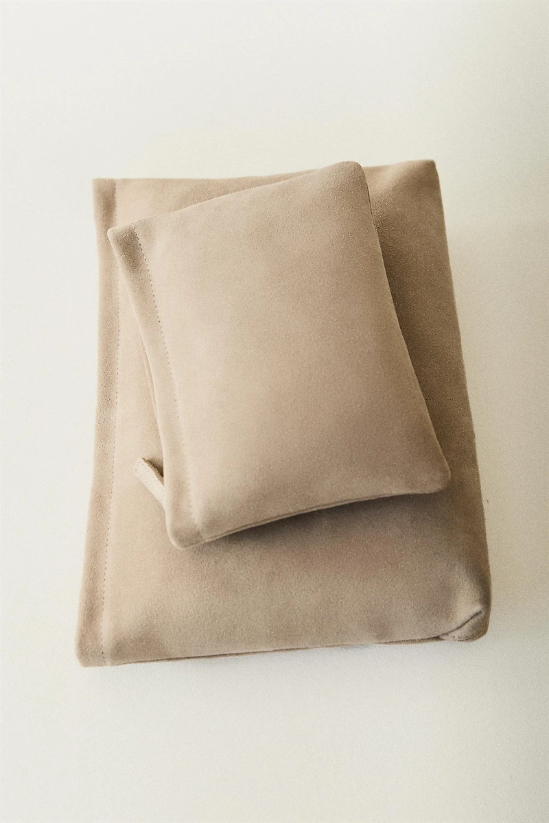 TROUSSE DE TOILETTE CROÛTE DE CUIR GRAND FORMAT