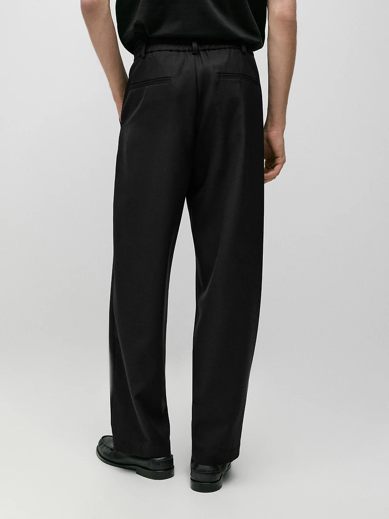 Relaxed fit darted cool wool blend trousers