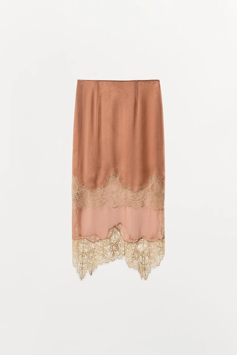CONTRAST LACE GEORGETTE SKIRT
