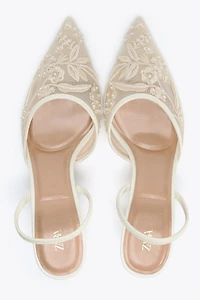 EMBROIDERED MESH SLINGBACKS