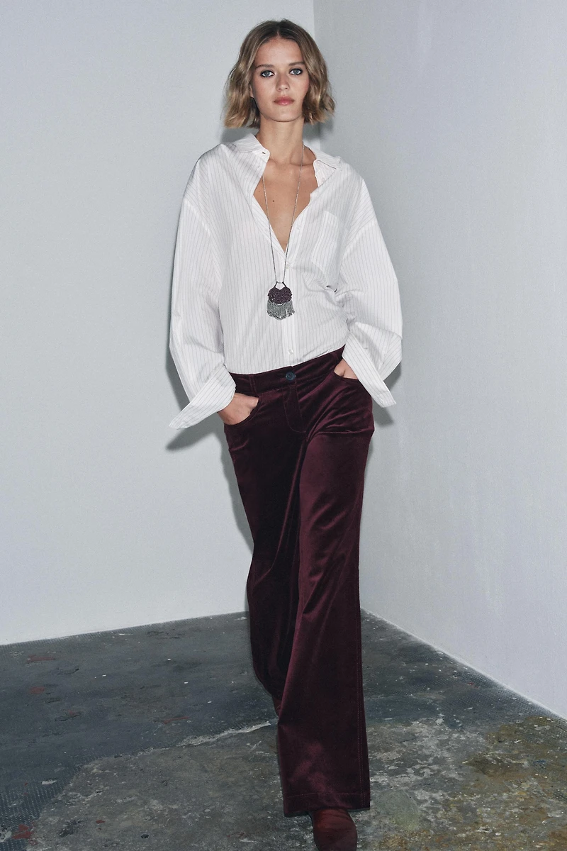 VELVET FLARE PANTS ZW COLLECTION