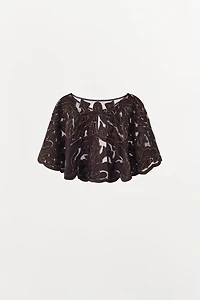 COMBINATION VELVET BEADED SEQUIN CAPE