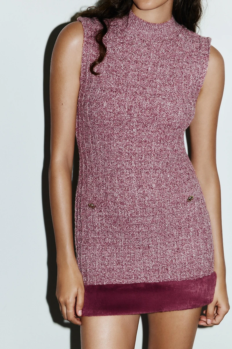 FAUX FUR TEXTURED DRESS
