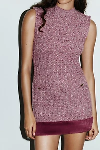 FAUX FUR TEXTURED DRESS