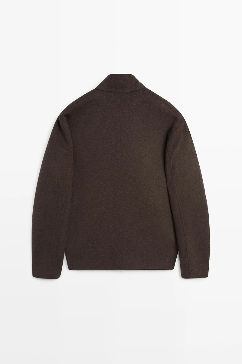 Wool blend high neck jacket