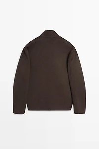 Wool blend high neck jacket