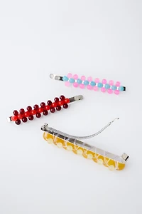 PACK OF THREE BEADED HAIR CLIPS